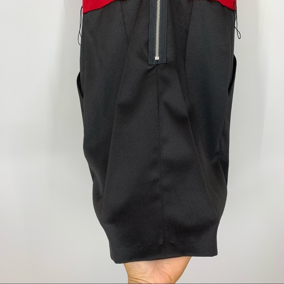 As U Wish Red & Black Exposed Zipper Back Belted Dress With Pockets Size Small - Picture 11 of 15